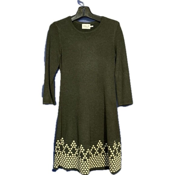 Eliza J Dresses & Skirts - Eliza J Black Tan Size XS Long Sleeve Fit Flare Stretch Sweater Dress